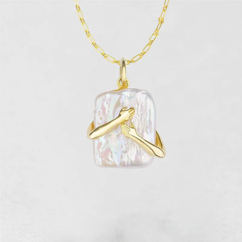 Two Hands Hug Pendant Necklace
