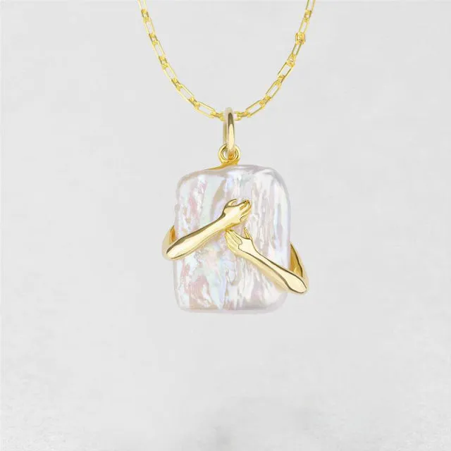 Two Hands Hug Pendant Necklace