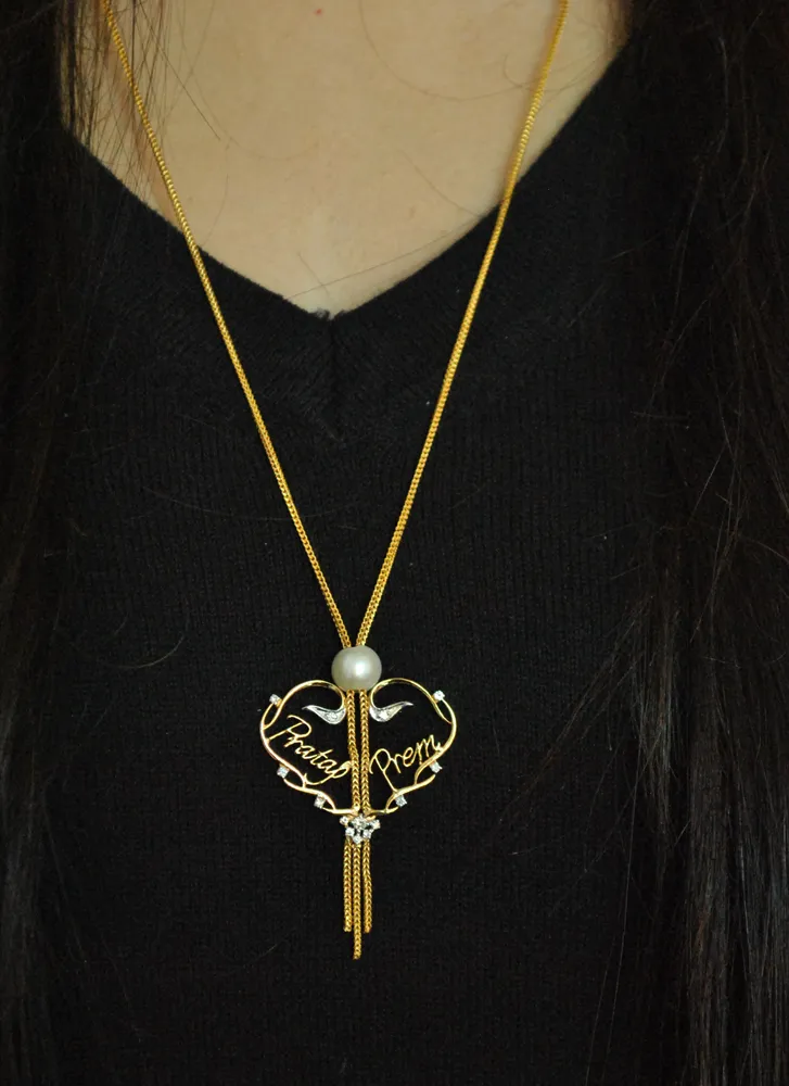 Two name Personalised Heart Necklace in 18K Yellow Gold (LP042)