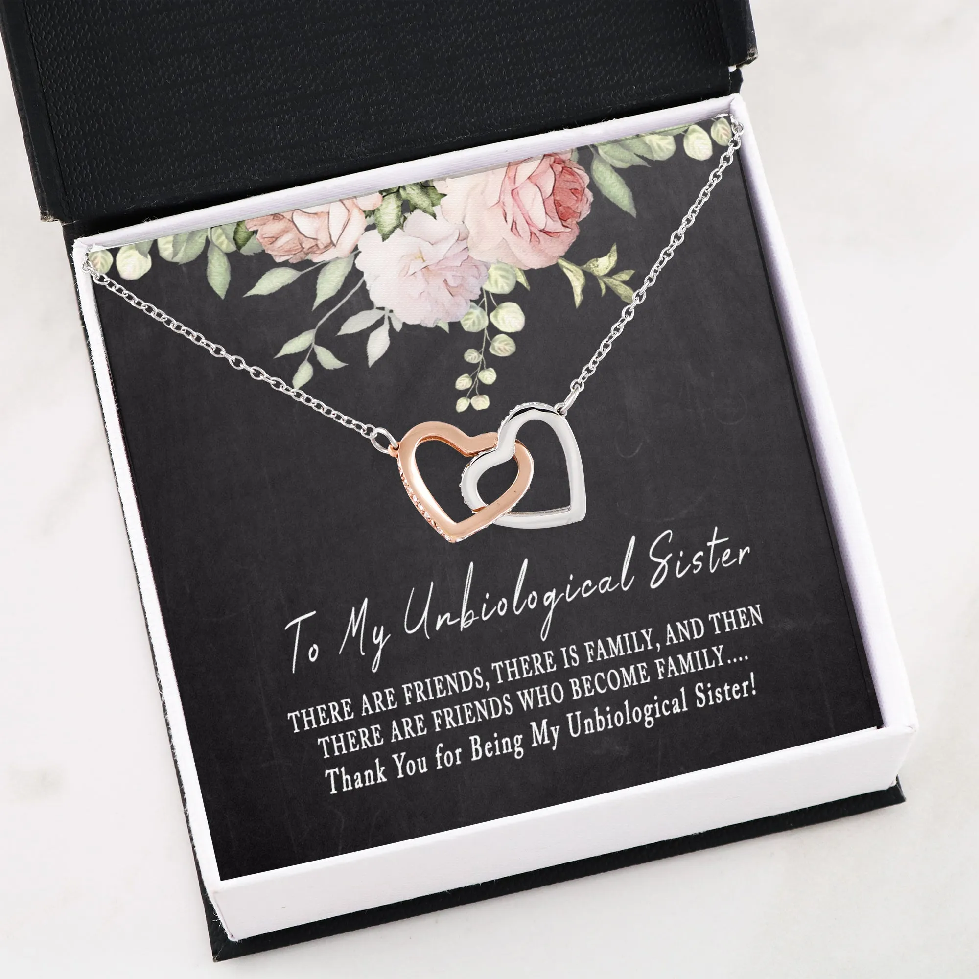 Unbiological Sister Interlocking Hearts Necklace, Soul Sister Necklace, Best Friend Necklace