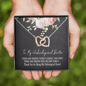 Unbiological Sister Interlocking Hearts Necklace, Soul Sister Necklace, Best Friend Necklace