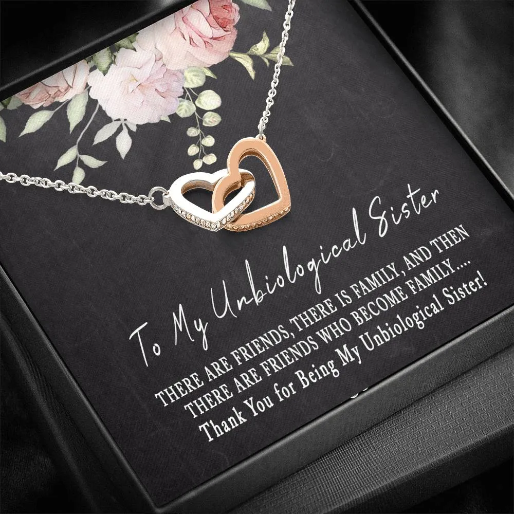 Unbiological Sister Interlocking Hearts Necklace, Soul Sister Necklace, Best Friend Necklace