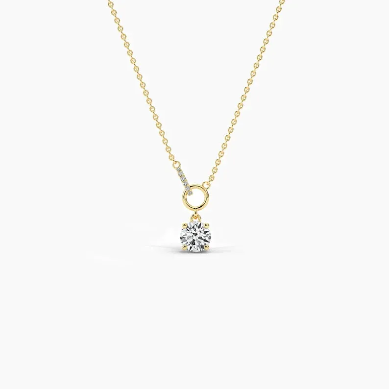 Unique 1.00ct Round Moissanite Diamond Interlocking Necklaces For Women