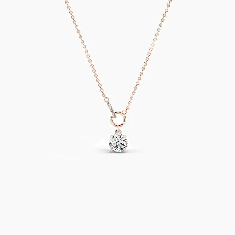 Unique 1.00ct Round Moissanite Diamond Interlocking Necklaces For Women