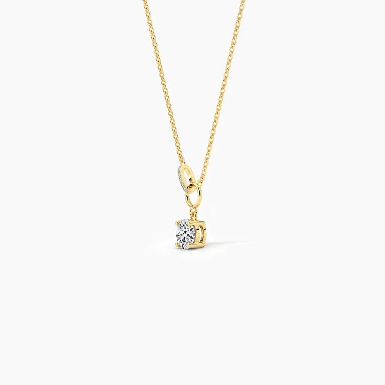 Unique 1.00ct Round Moissanite Diamond Interlocking Necklaces For Women