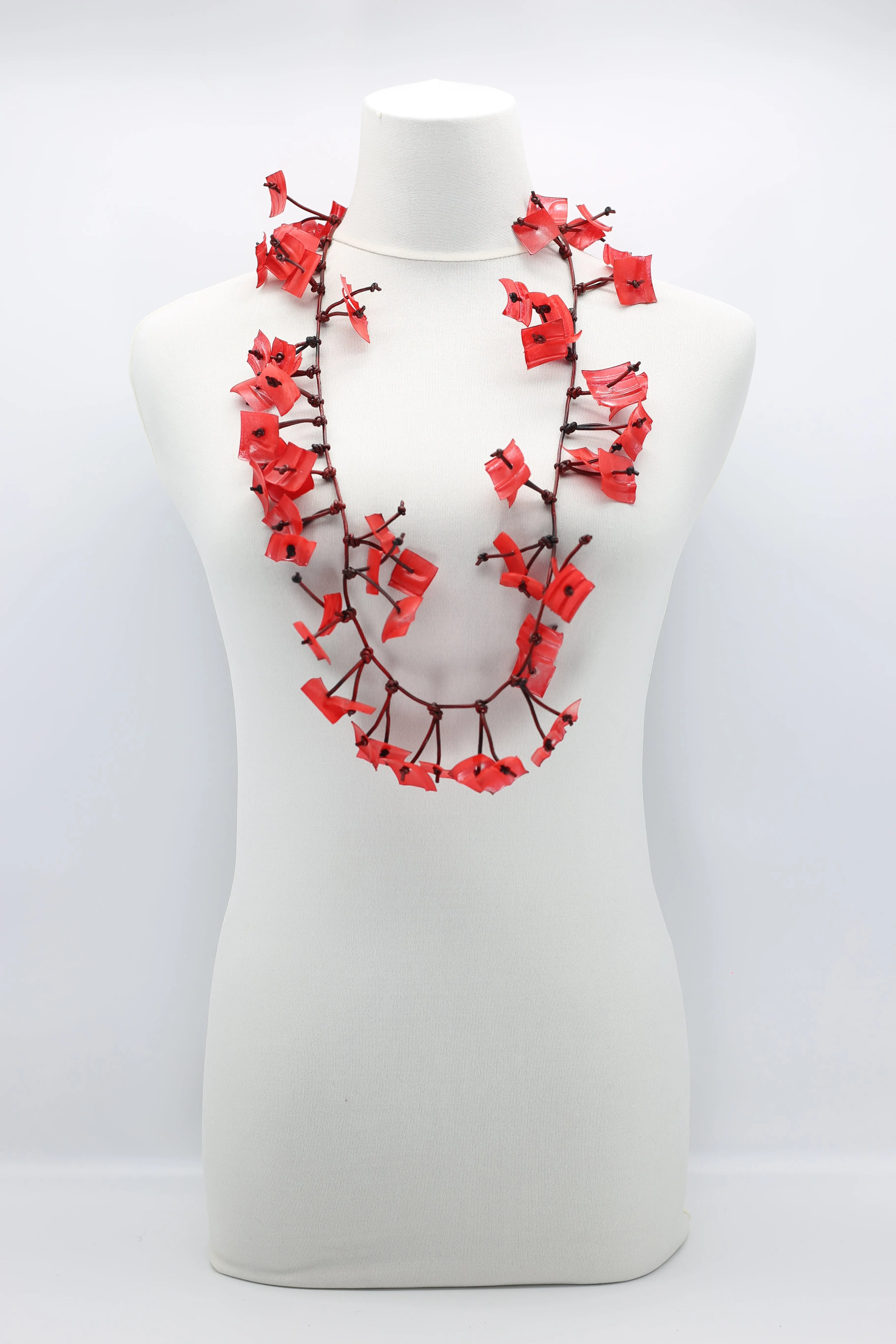 Upcycled plastic bottles - Aqua Willow Tree & long square Necklace - Duo- Hand-painted - Long