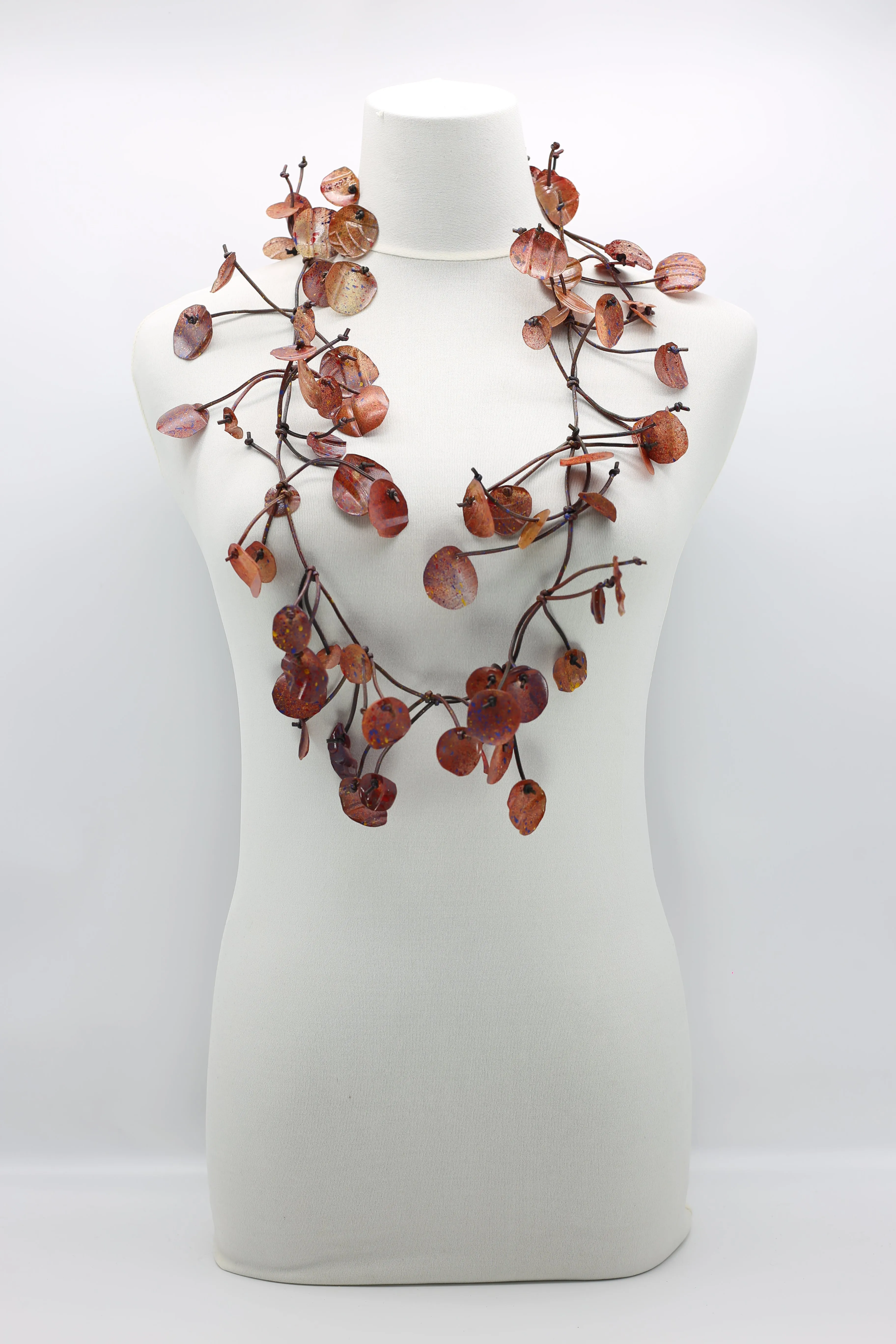 Upcycled plastic bottles - Aqua Willow Tree & long square Necklace - Duo- Hand-painted - Long