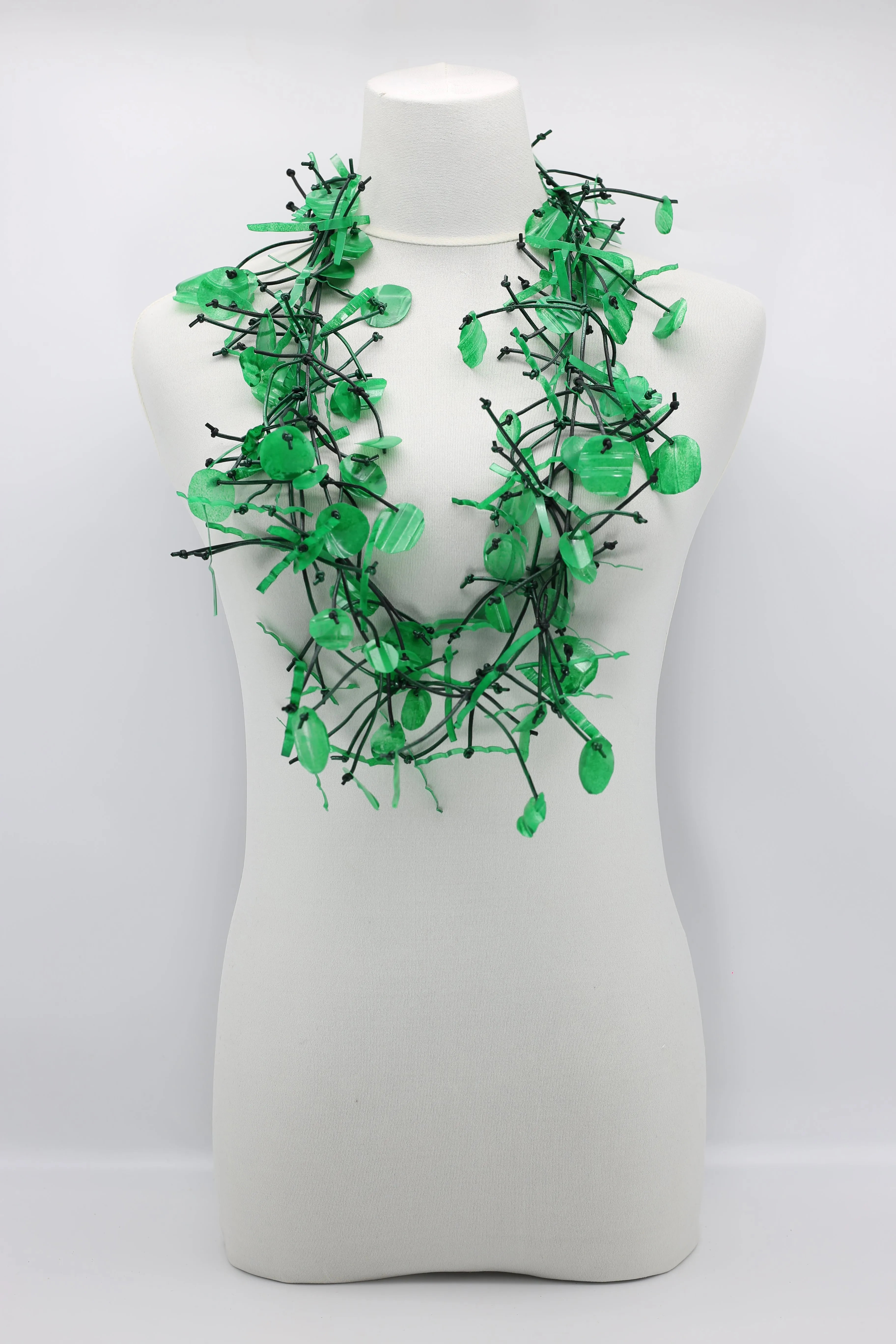 Upcycled plastic bottles - Aqua Willow Tree & Water lily Necklace - Duo- Hand-painted