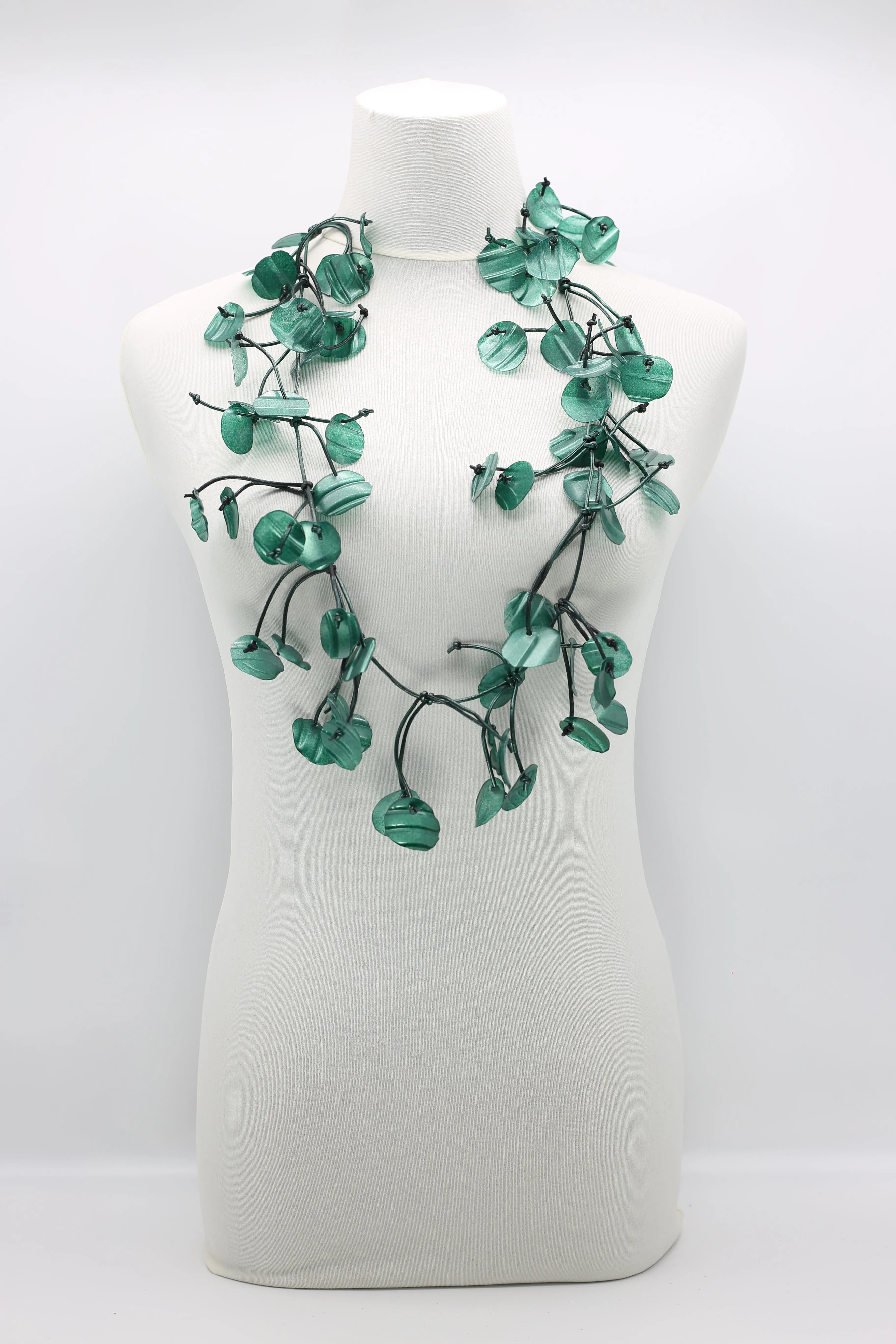 Upcycled plastic bottles - Aqua Willow Tree & Water lily Necklace - Duo- Hand-painted
