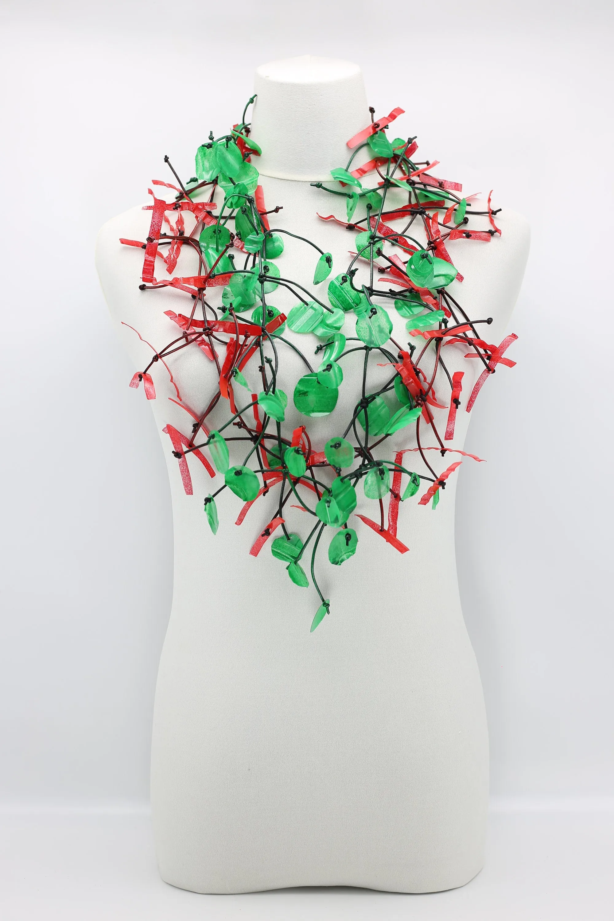 Upcycled plastic bottles - Aqua Willow Tree & Water lily Necklace - Duo- Hand-painted