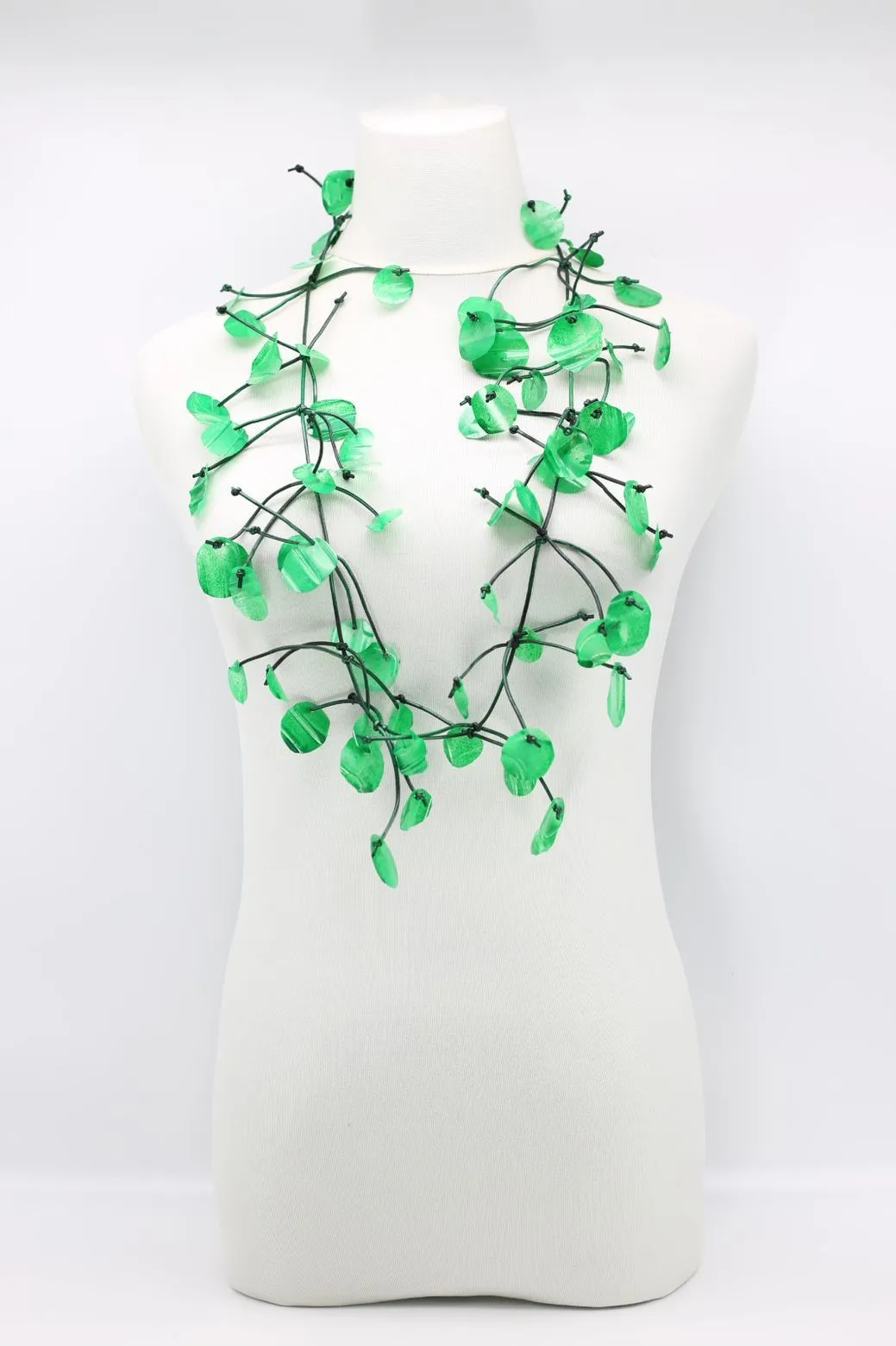 Upcycled plastic bottles - Aqua Willow Tree & Water lily Necklace - Duo- Hand-painted
