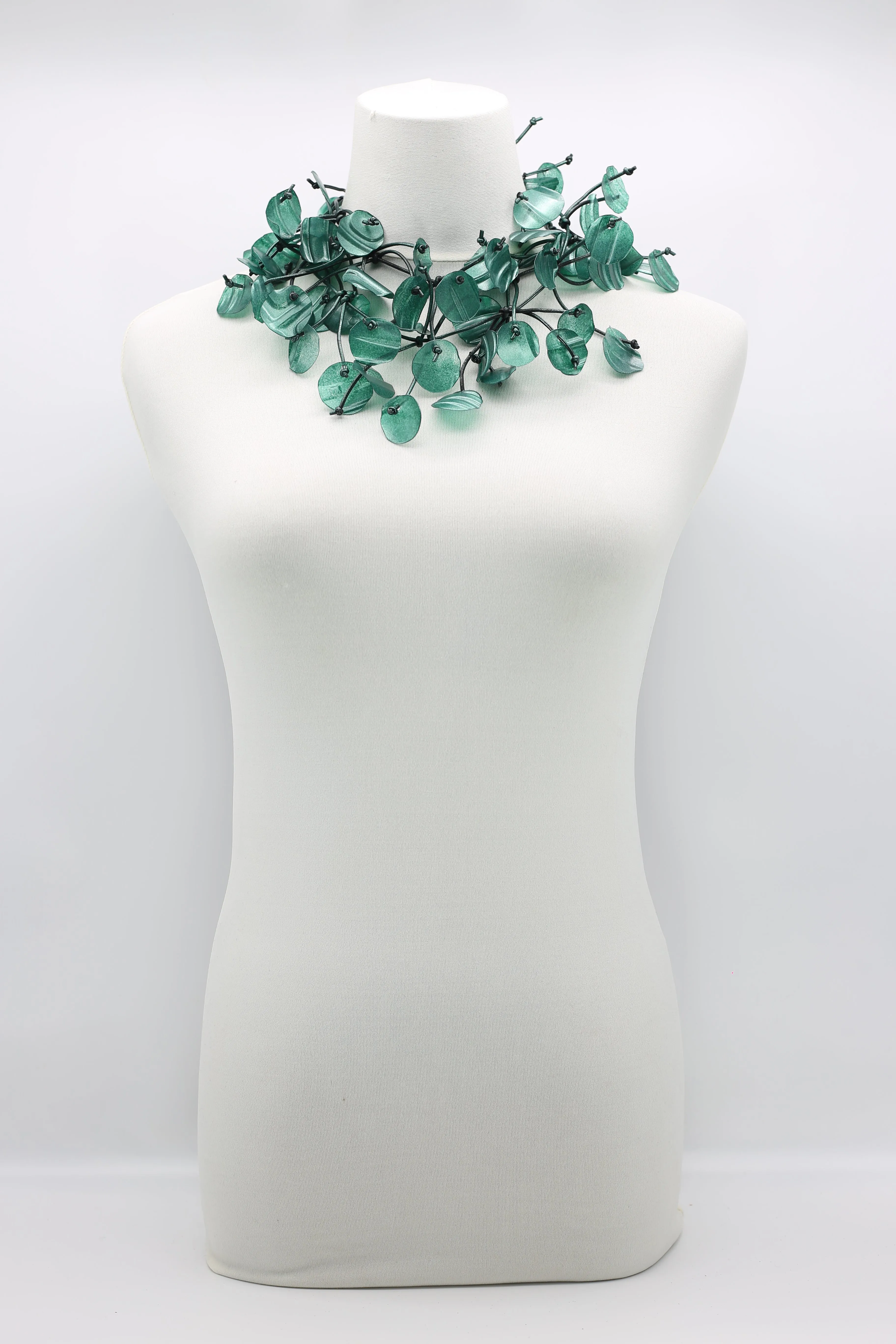 Upcycled plastic bottles - Aqua Willow Tree & Water lily Necklace - Duo- Hand-painted
