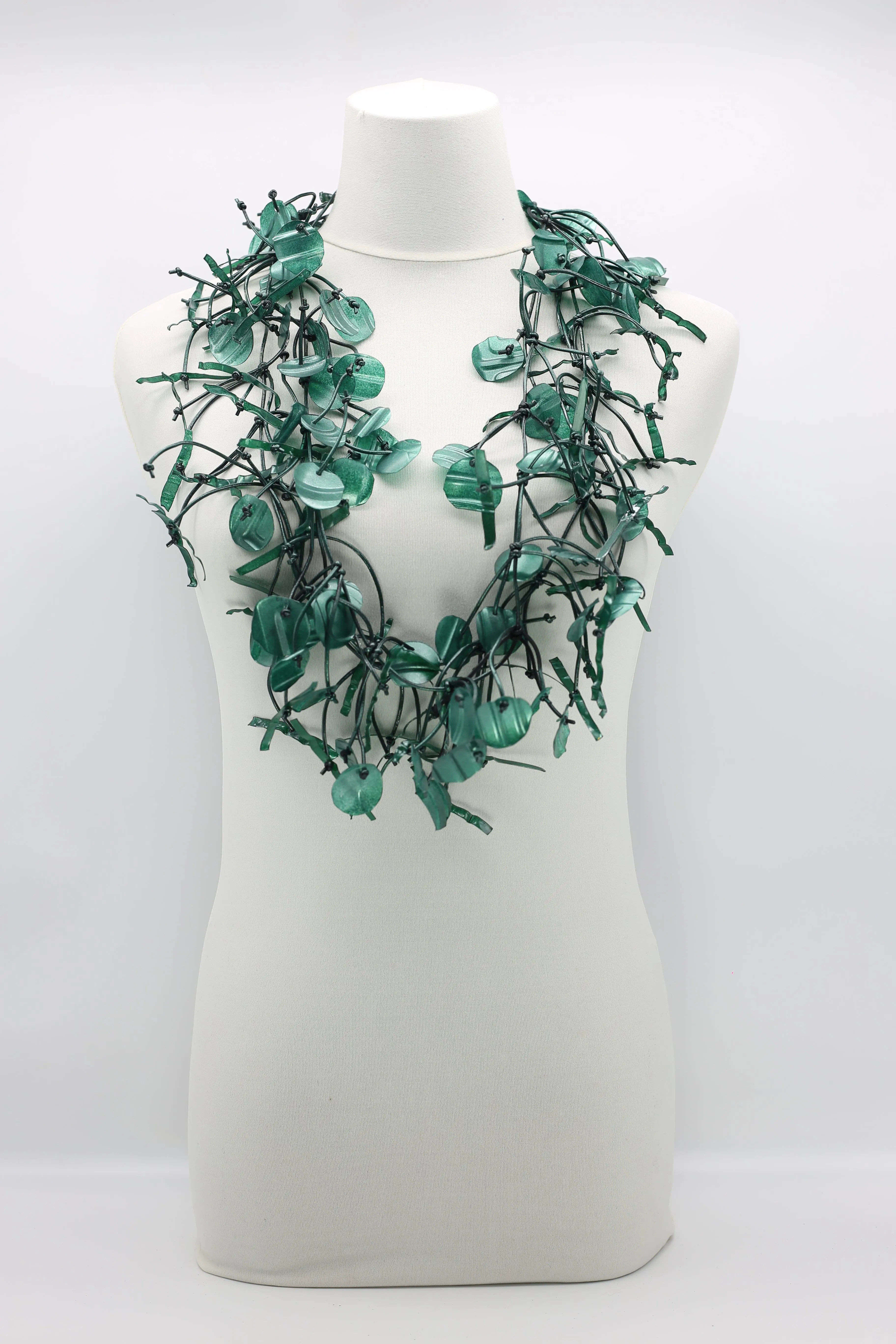 Upcycled plastic bottles - Aqua Willow Tree & Water lily Necklace - Duo- Hand-painted
