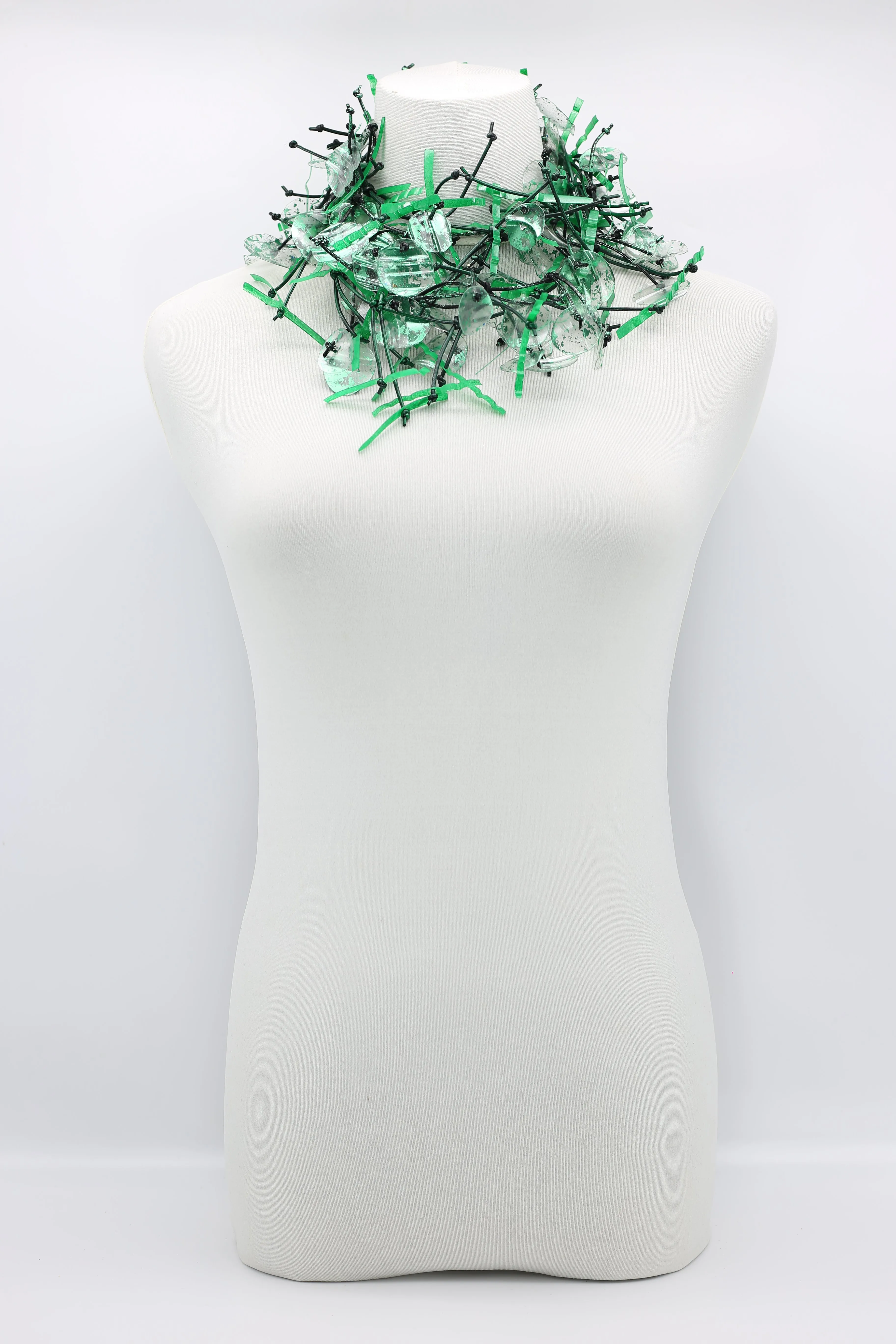 Upcycled plastic bottles - Aqua Willow Tree & Water lily Necklace - Duo- Hand-painted