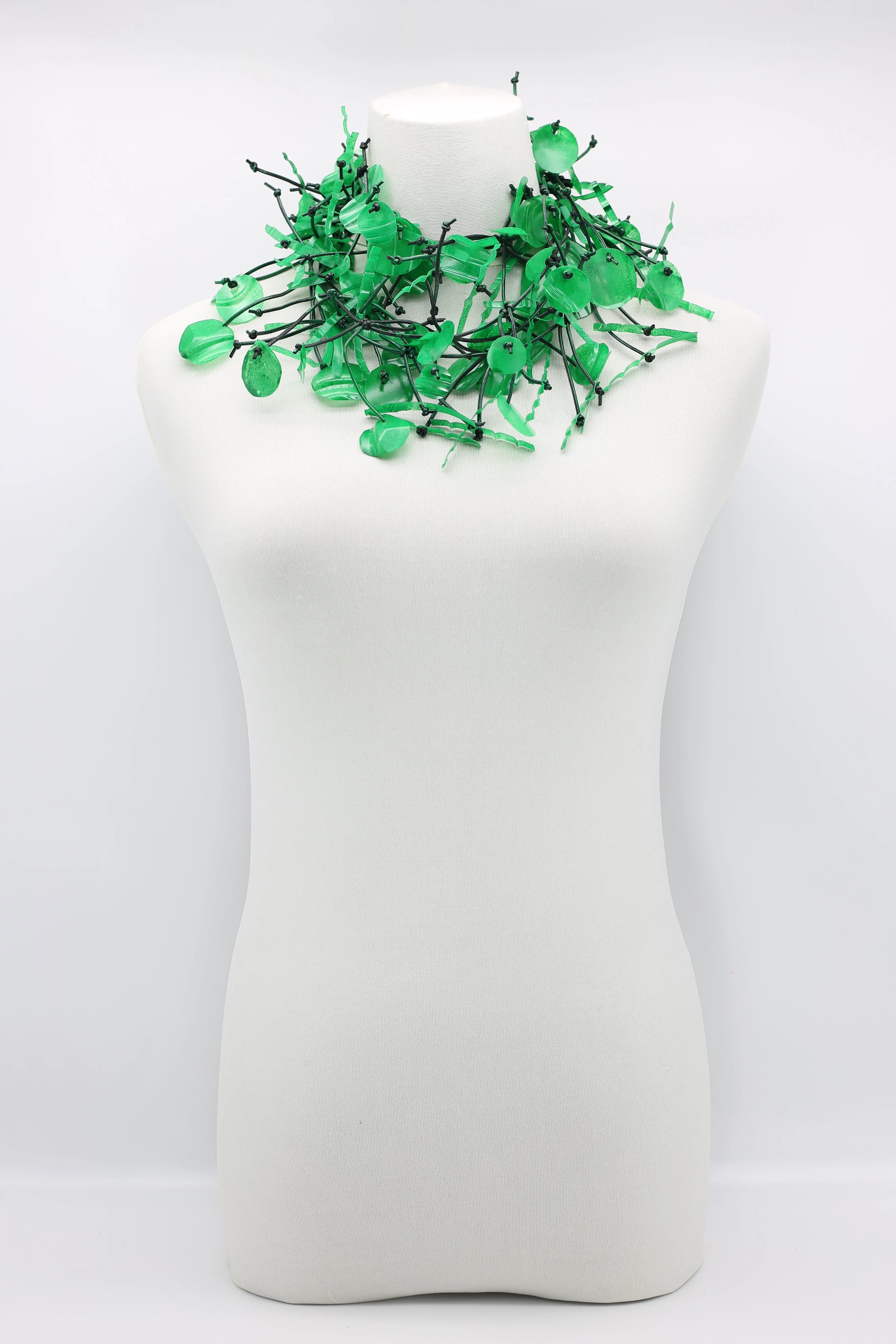 Upcycled plastic bottles - Aqua Willow Tree & Water lily Necklace - Duo- Hand-painted