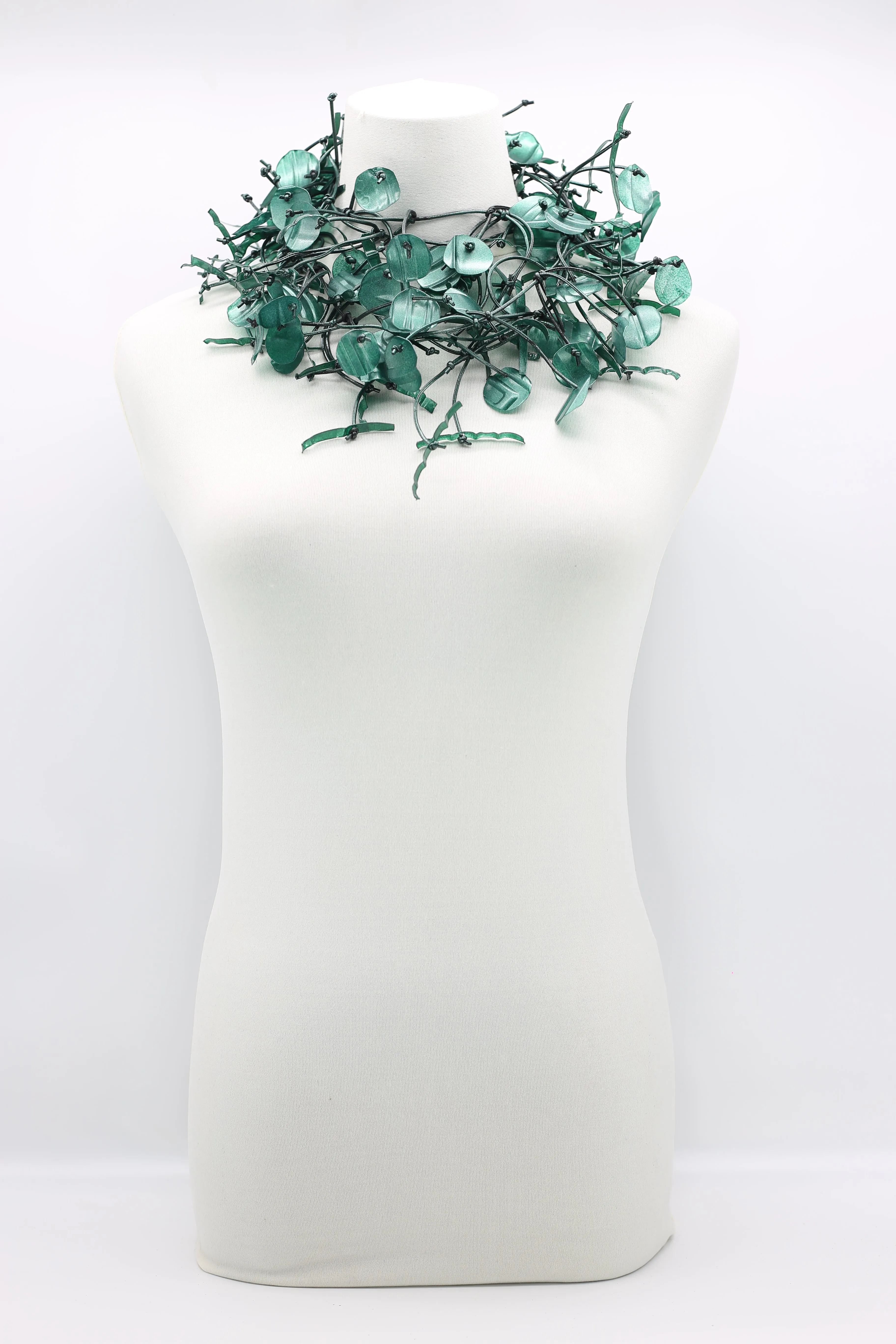Upcycled plastic bottles - Aqua Willow Tree & Water lily Necklace - Duo- Hand-painted