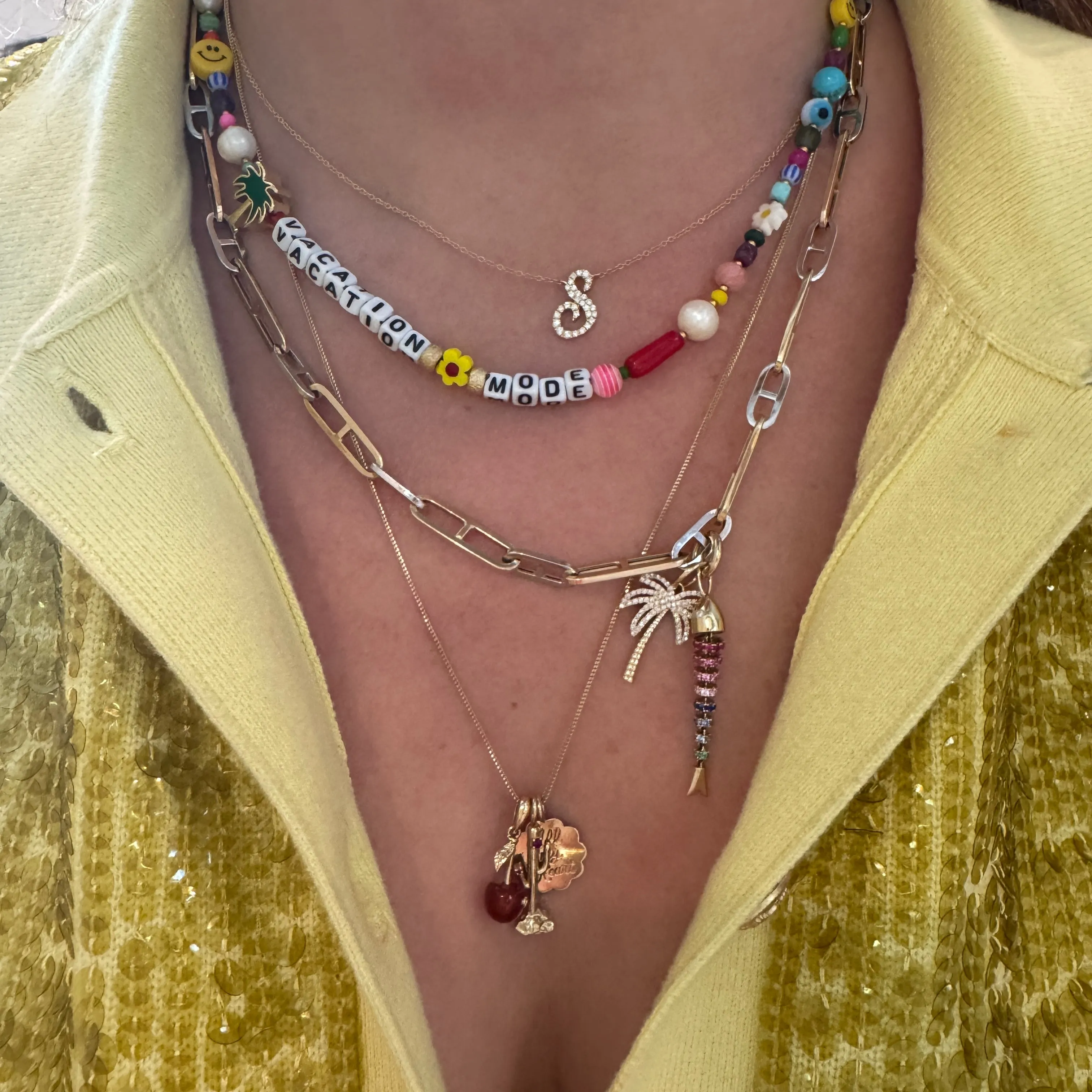Vacation Mode or Bad Ass Handmade Beaded Necklace