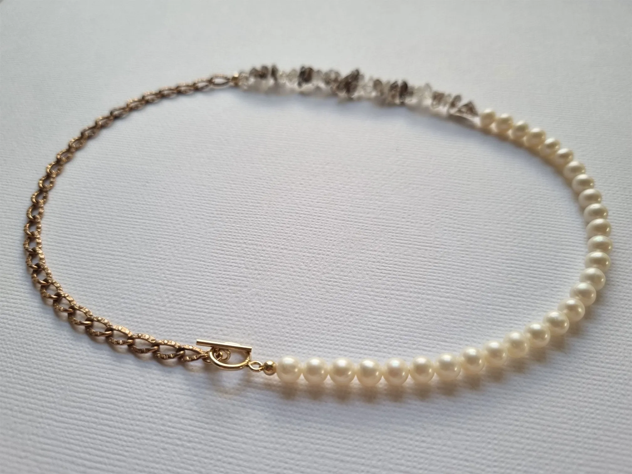 Victoria | antique chain pearl short necklace