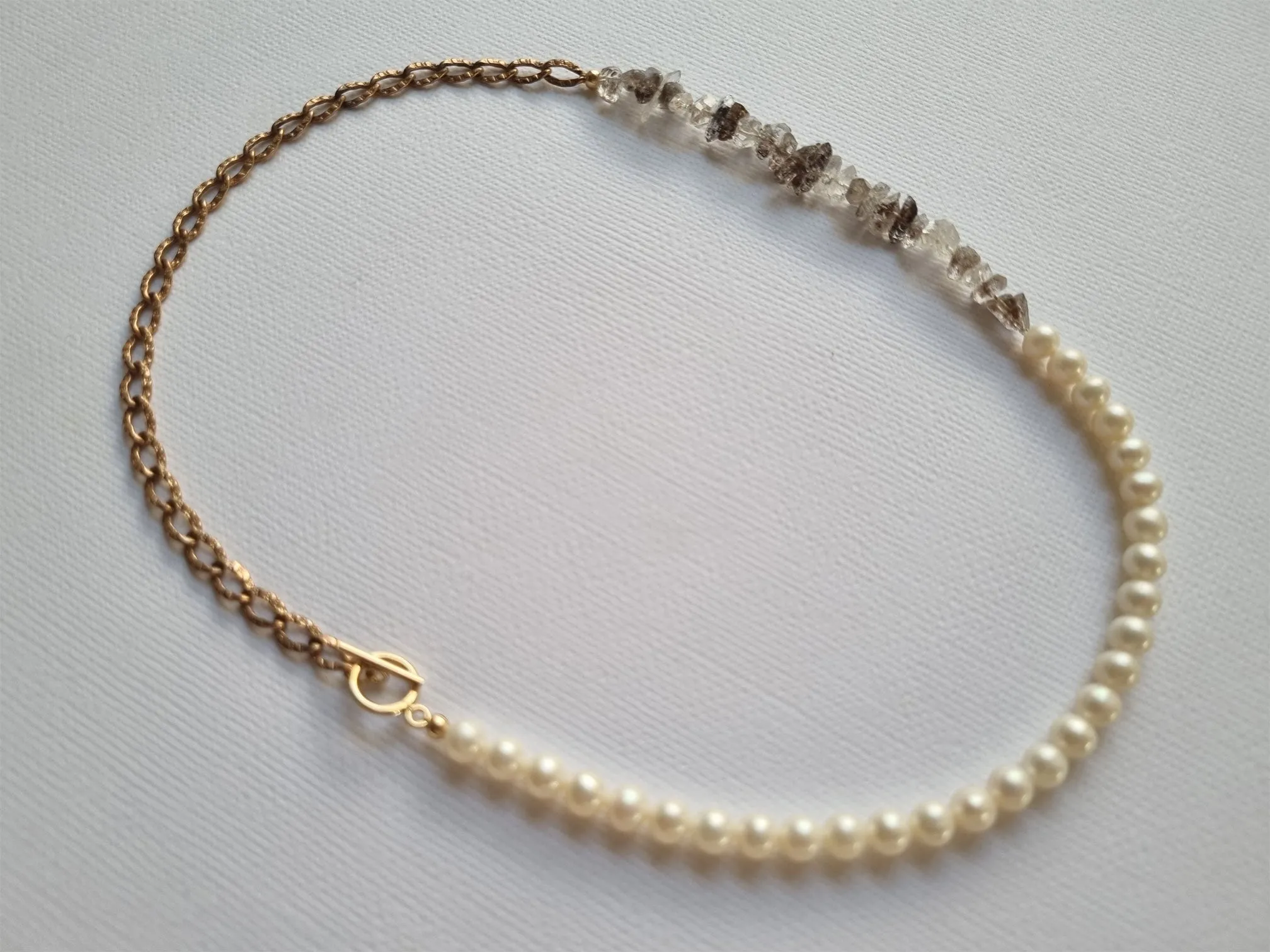 Victoria | antique chain pearl short necklace