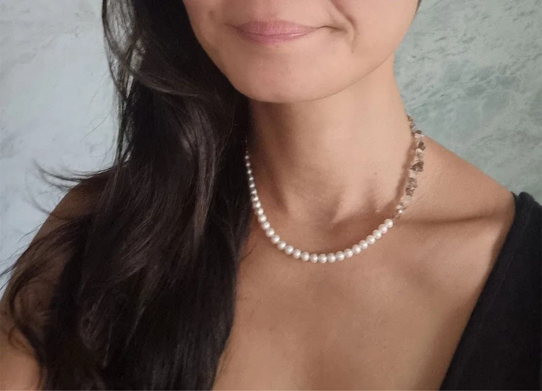 Victoria | antique chain pearl short necklace