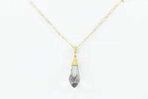 Victorian 14k Gold Rock Crystal Quartz Pendant Necklace by Day Clark & Co