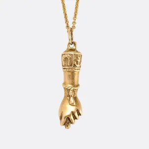 Victorian 15k Gold Lucky Manu Fica Pendant