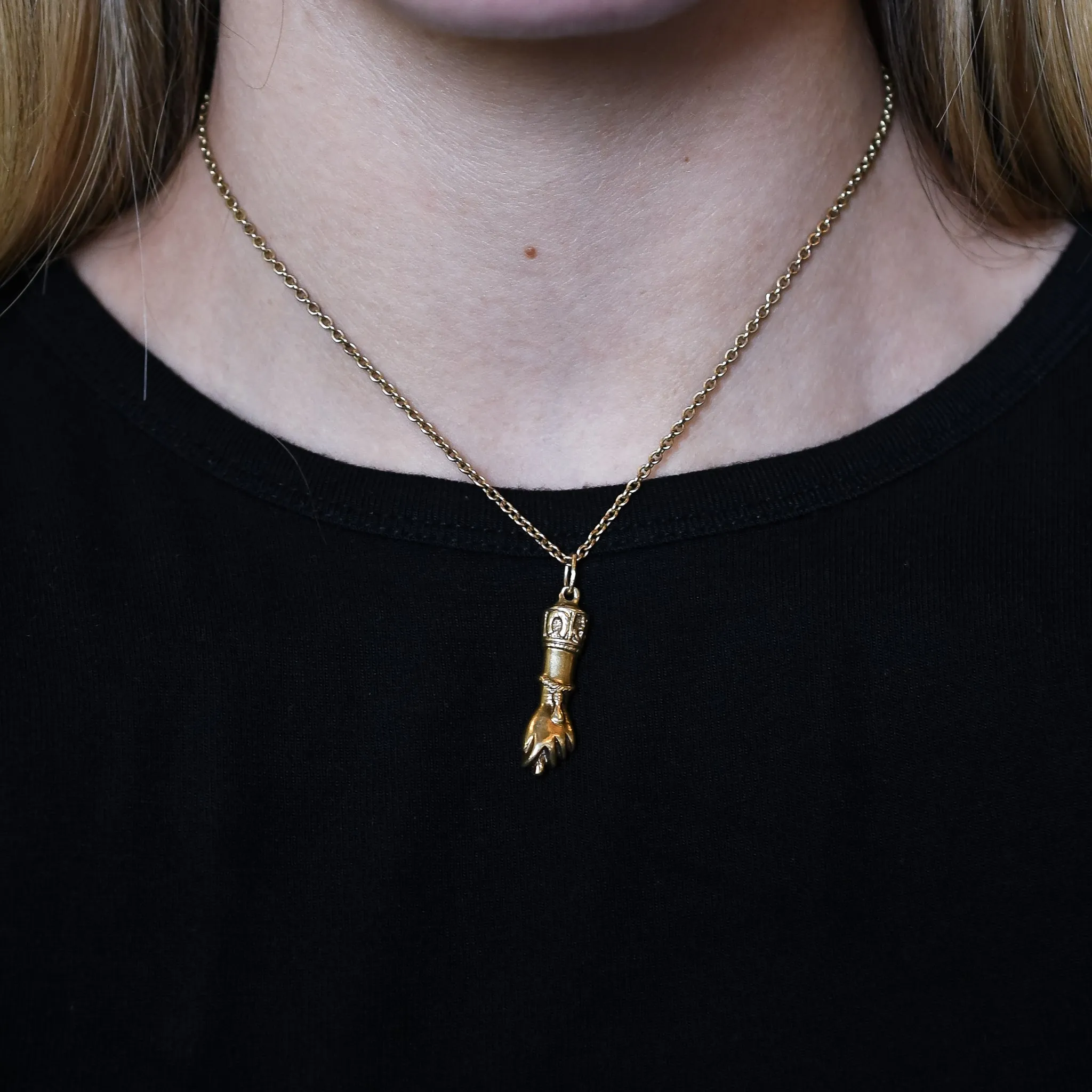 Victorian 15k Gold Lucky Manu Fica Pendant