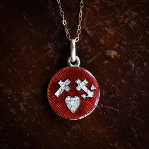 Victorian Diamond & Enamel "Hope Faith Charity" Locket