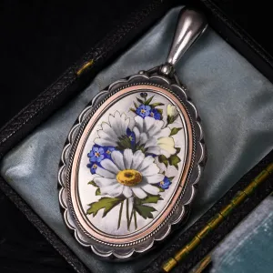 Victorian Enamelled Silver Flower Locket