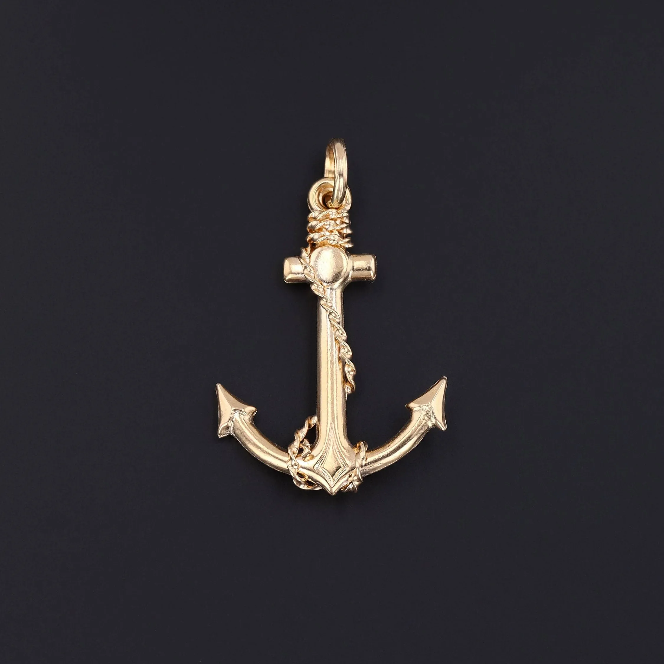 Vintage Anchor Pendant of 14k Gold