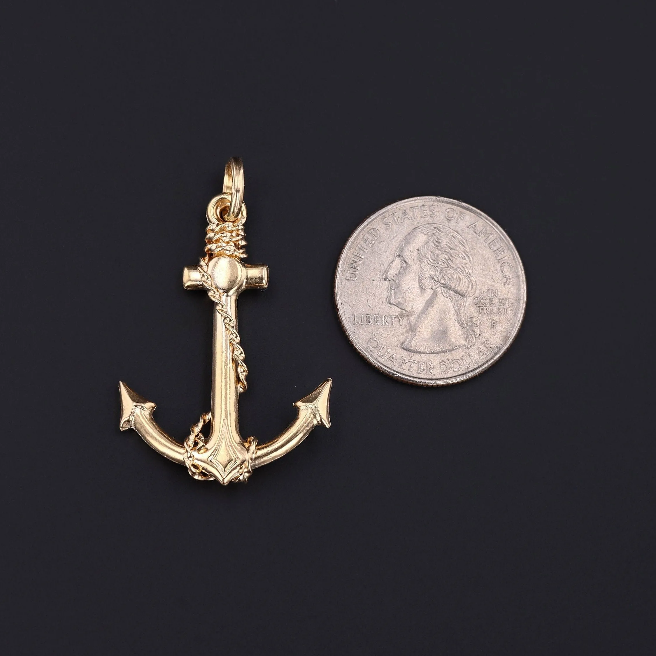 Vintage Anchor Pendant of 14k Gold