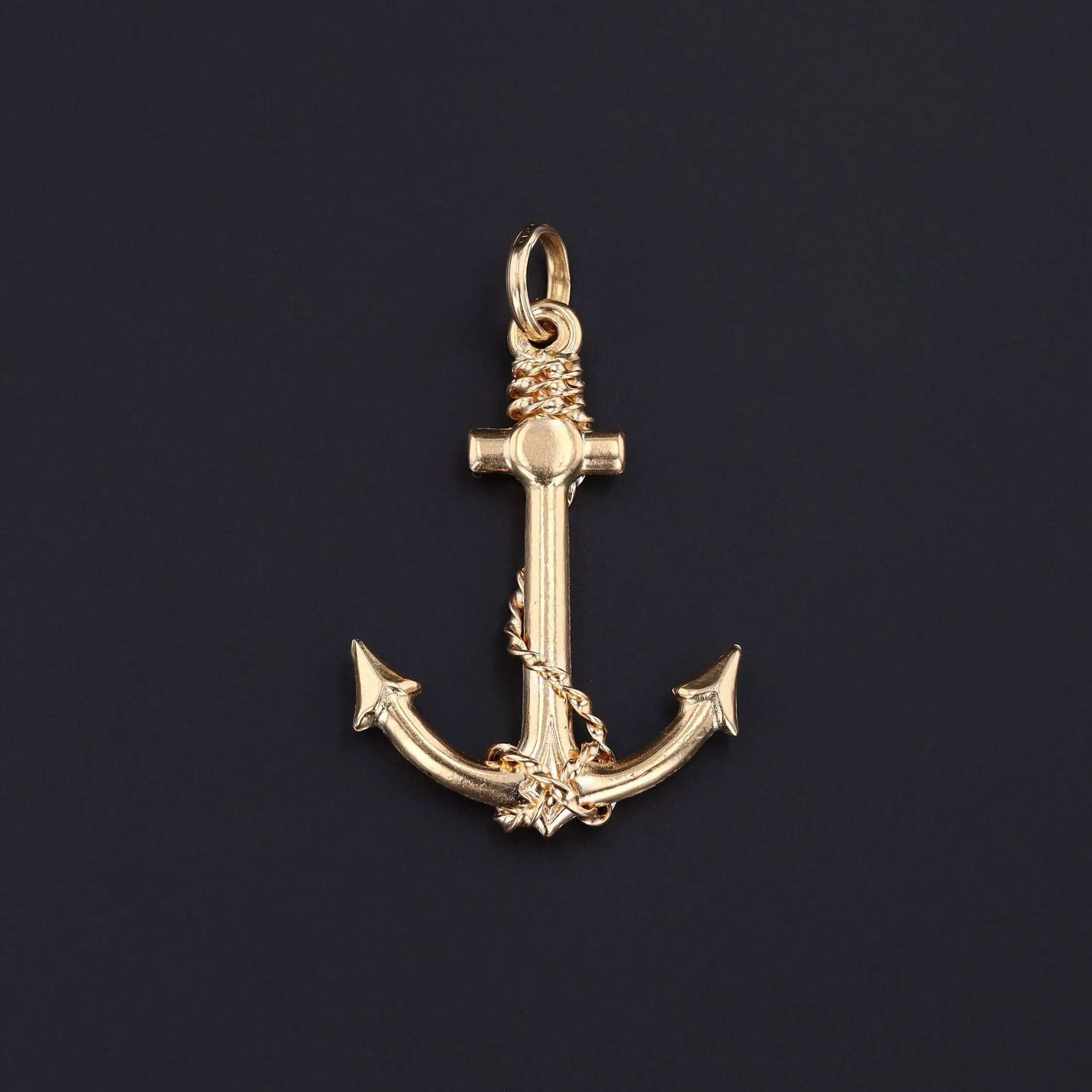 Vintage Anchor Pendant of 14k Gold