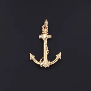 Vintage Anchor Pendant of 14k Gold