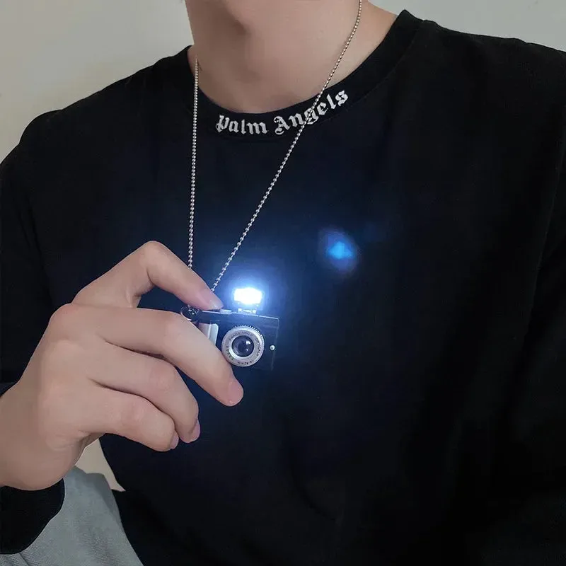 Vintage Camera Pendant Necklace For Men Women Punk Luminous