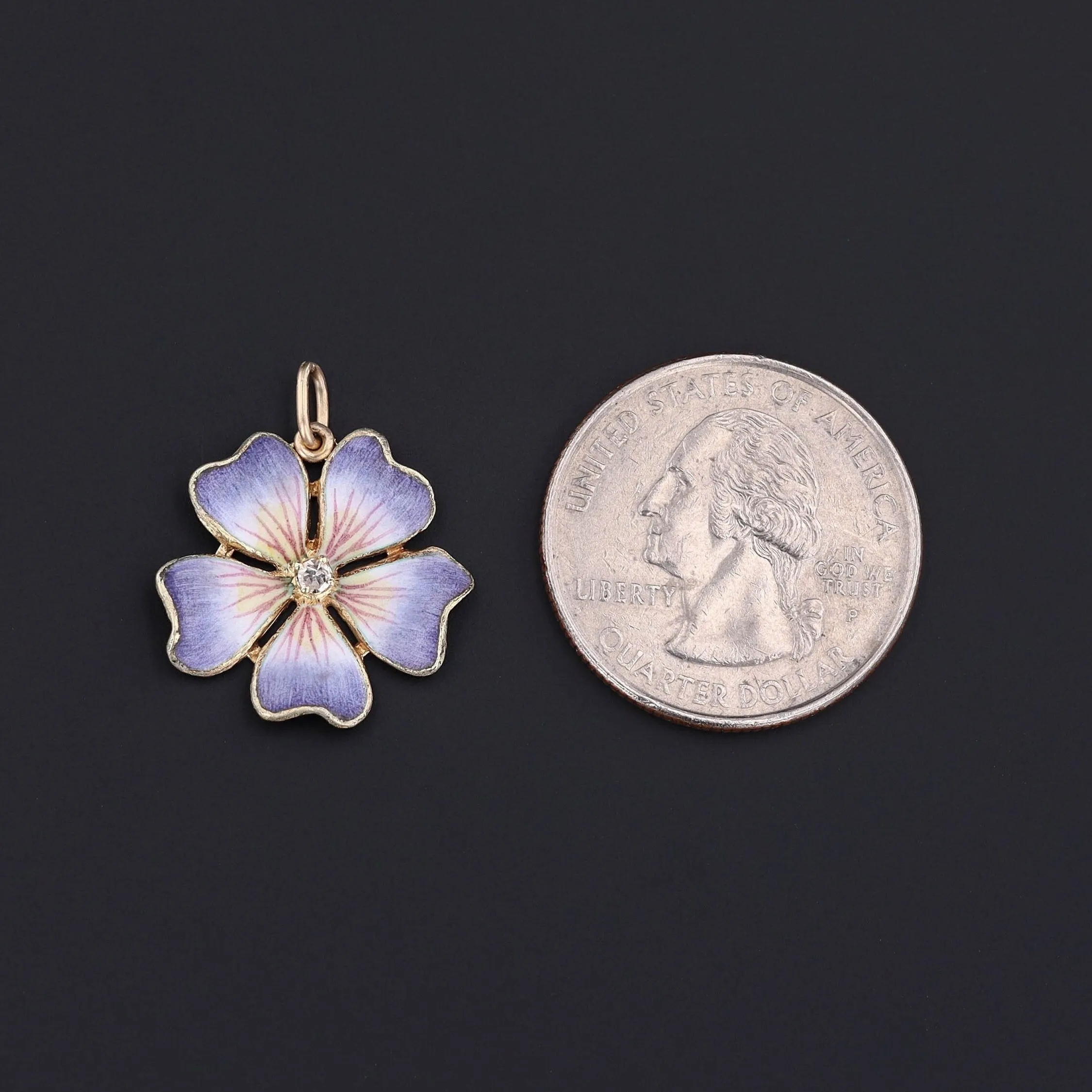 Vintage Enamel Flower Conversion Pendant of 14k Gold