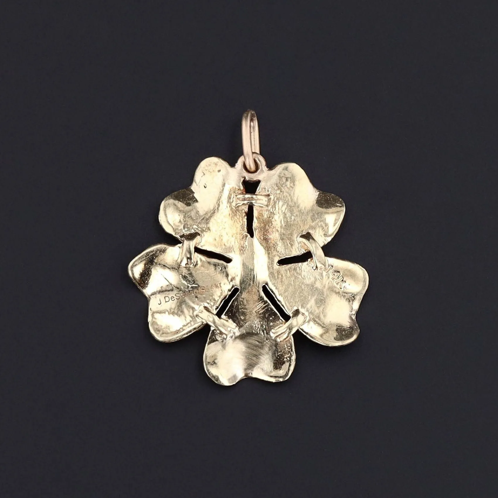 Vintage Enamel Flower Conversion Pendant of 14k Gold