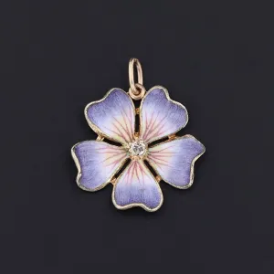 Vintage Enamel Flower Conversion Pendant of 14k Gold