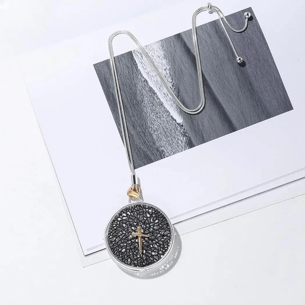 Vintage Long Chains Necklace New in Hollow Clock Shape Suspension Pendant