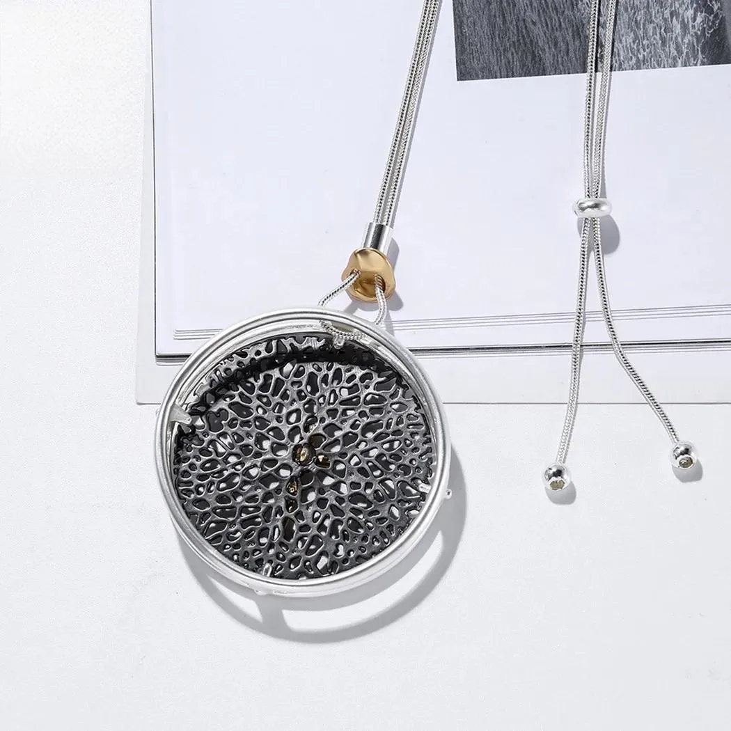 Vintage Long Chains Necklace New in Hollow Clock Shape Suspension Pendant