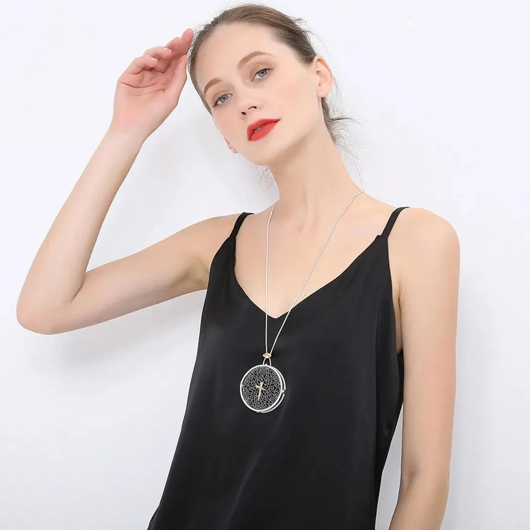 Vintage Long Chains Necklace New in Hollow Clock Shape Suspension Pendant