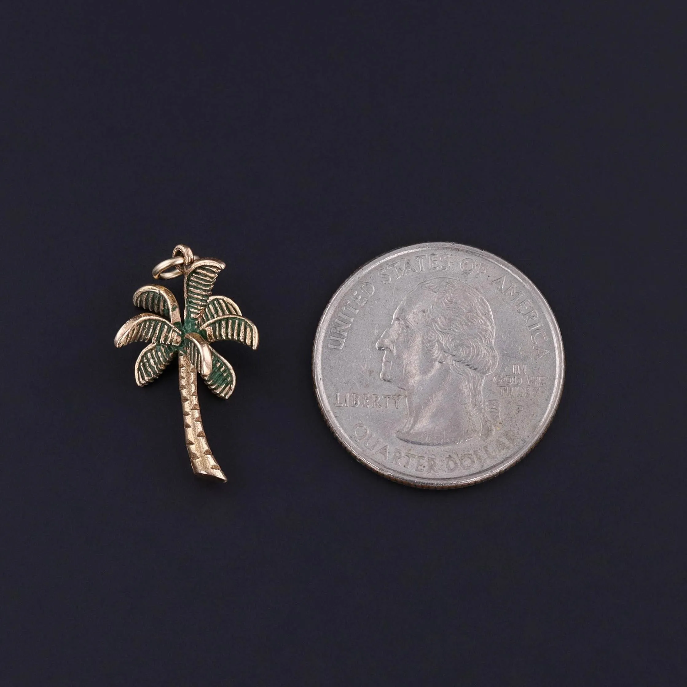 Vintage Palm Tree Charm of 10k Gold