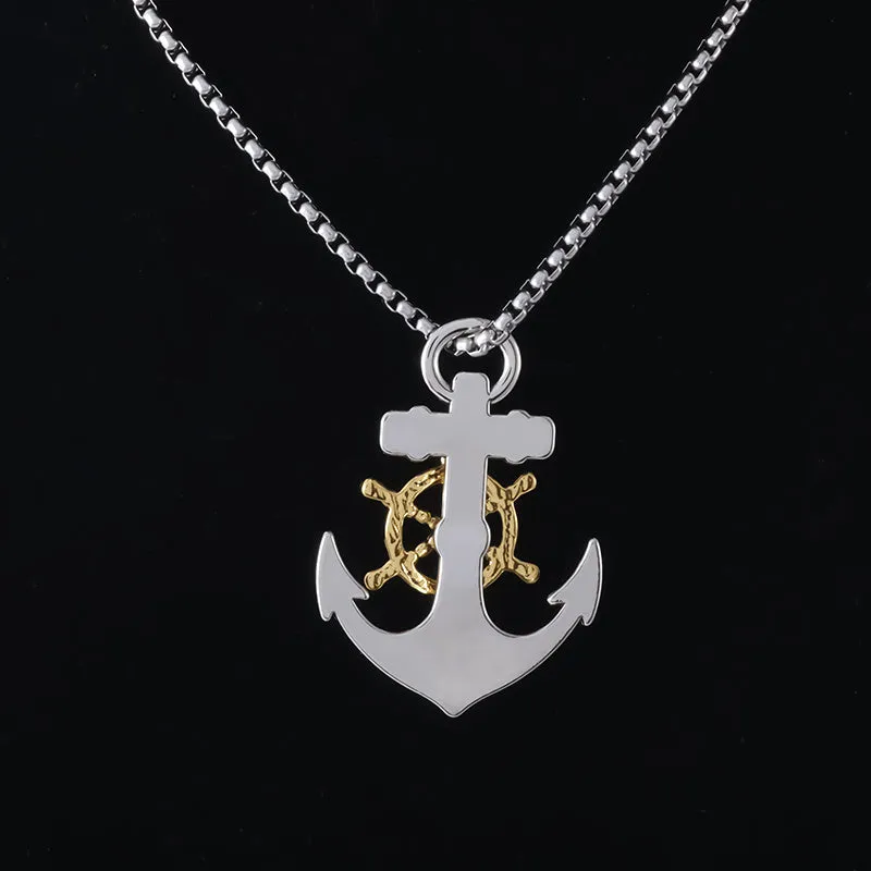 Vintage Pirate Rudder Anchor Pendant Necklace