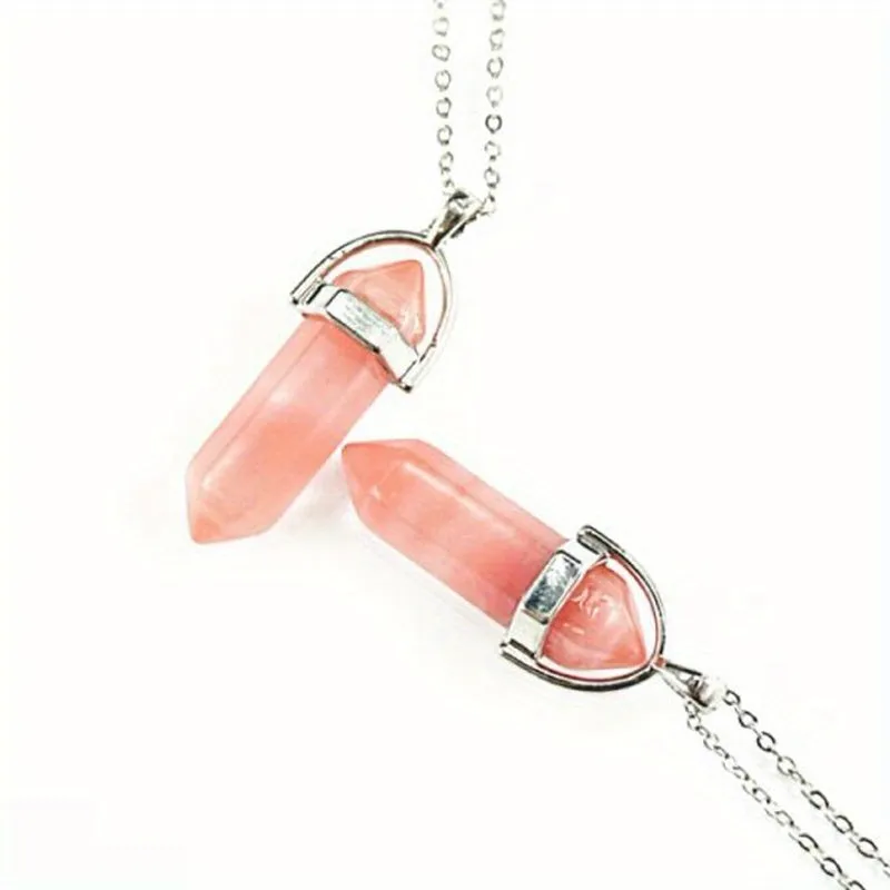 Vintage Silver Quartz Crystal Necklace Chakra Healing Point Pendulum Pendant