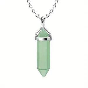 Vintage Silver Quartz Crystal Necklace Chakra Healing Point Pendulum Pendant