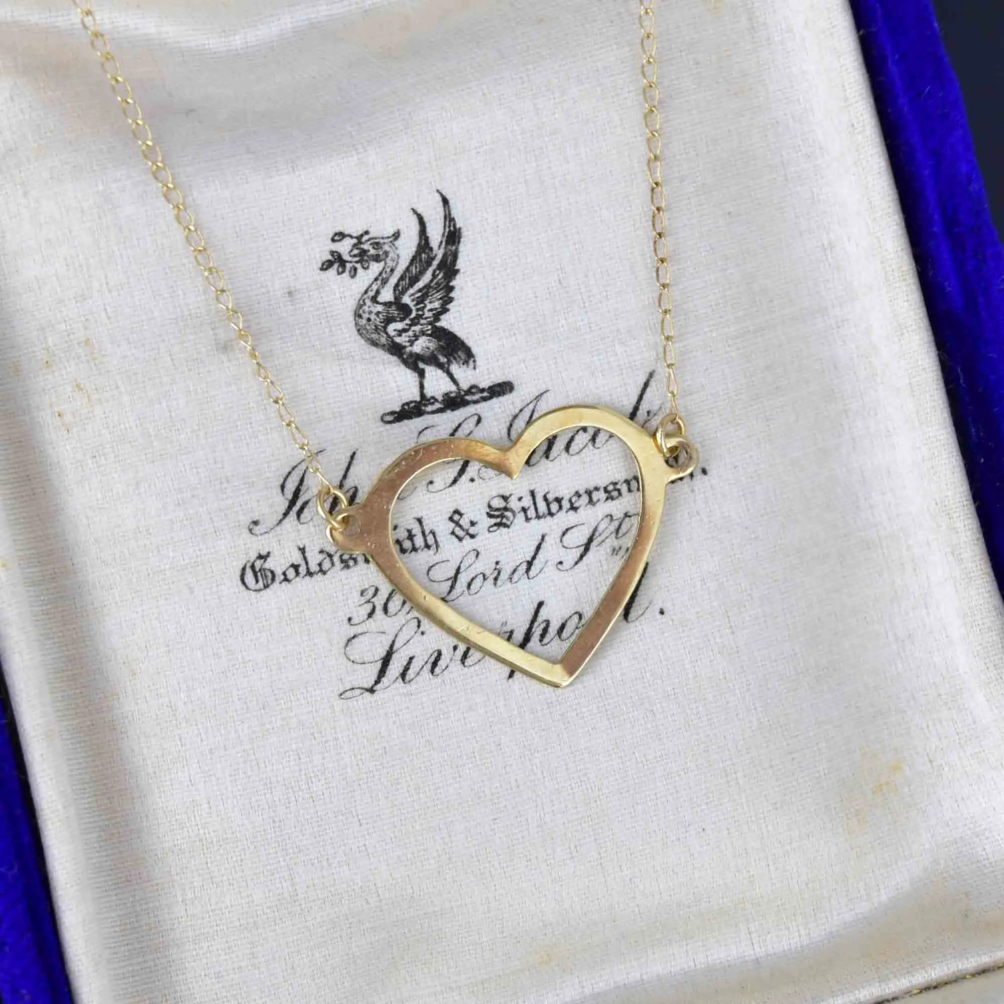 Vintage Solid 14K Gold Heart Cutout Pendant Necklace