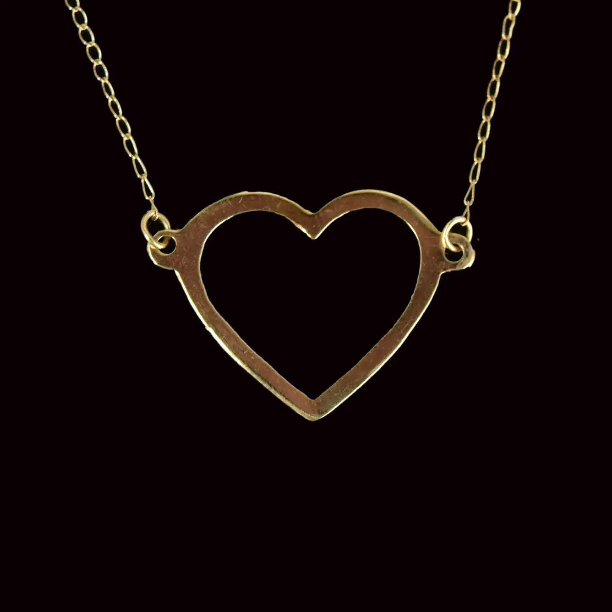 Vintage Solid 14K Gold Heart Cutout Pendant Necklace
