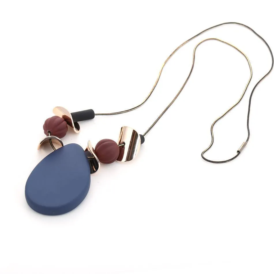 Water Drop Pendant Sweater Necklace
