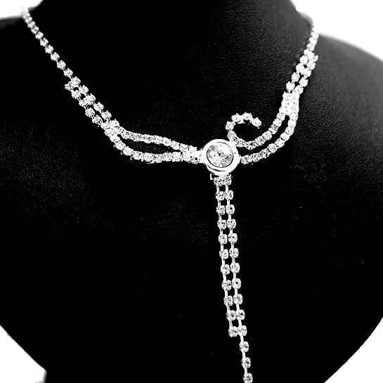 Wedding Ball Party Casual Round Square Crystal Earring Necklace Set NS1949A