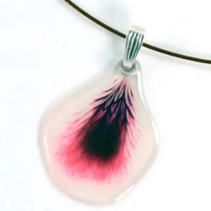 White and Pale Pink Geranium Petal Pendant