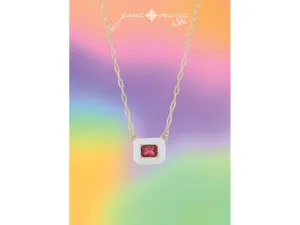 White Rectangle Gem Necklace